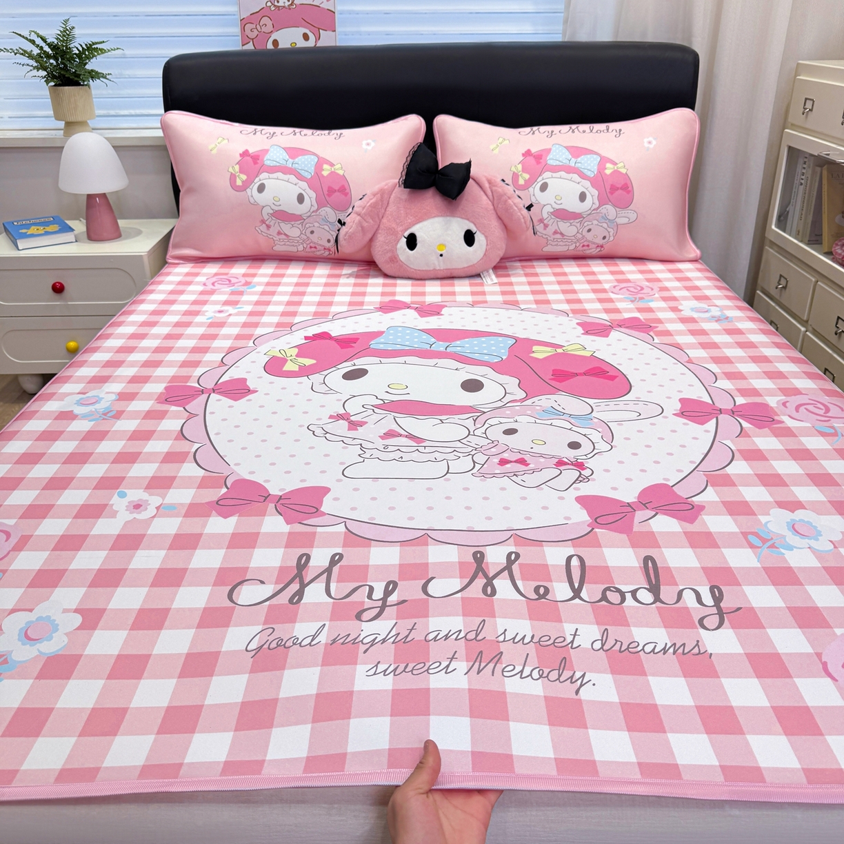 91家纺网 家纺一手货源 找家纺 博雅 2026三丽鸥大阪A类小冰皮数码印花凉席 小冰皮凉席-玩偶美乐蒂