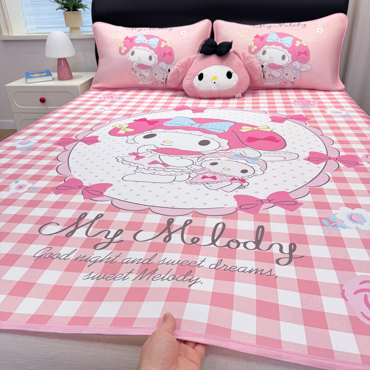 91家纺网 家纺一手货源 找家纺 博雅 2026三丽鸥大阪A类小冰皮数码印花凉席 小冰皮凉席-玩偶美乐蒂