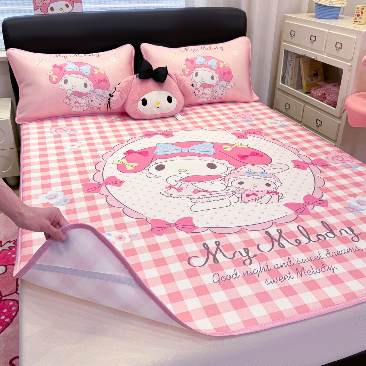 91家纺网 家纺一手货源 找家纺 博雅 2026三丽鸥大阪A类小冰皮数码印花凉席 小冰皮凉席-玩偶美乐蒂