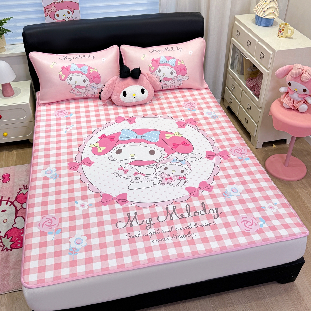 91家纺网 家纺一手货源 找家纺 博雅 2026三丽鸥大阪A类小冰皮数码印花凉席 小冰皮凉席-玩偶美乐蒂