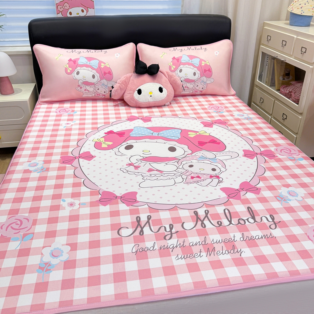 91家纺网 家纺一手货源 找家纺 博雅 2026三丽鸥大阪A类小冰皮数码印花凉席 小冰皮凉席-玩偶美乐蒂