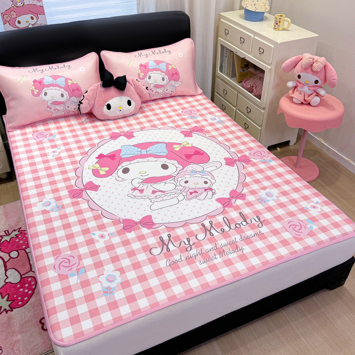 91家纺网 家纺一手货源 找家纺 博雅 2026三丽鸥大阪A类小冰皮数码印花凉席 小冰皮凉席-玩偶美乐蒂