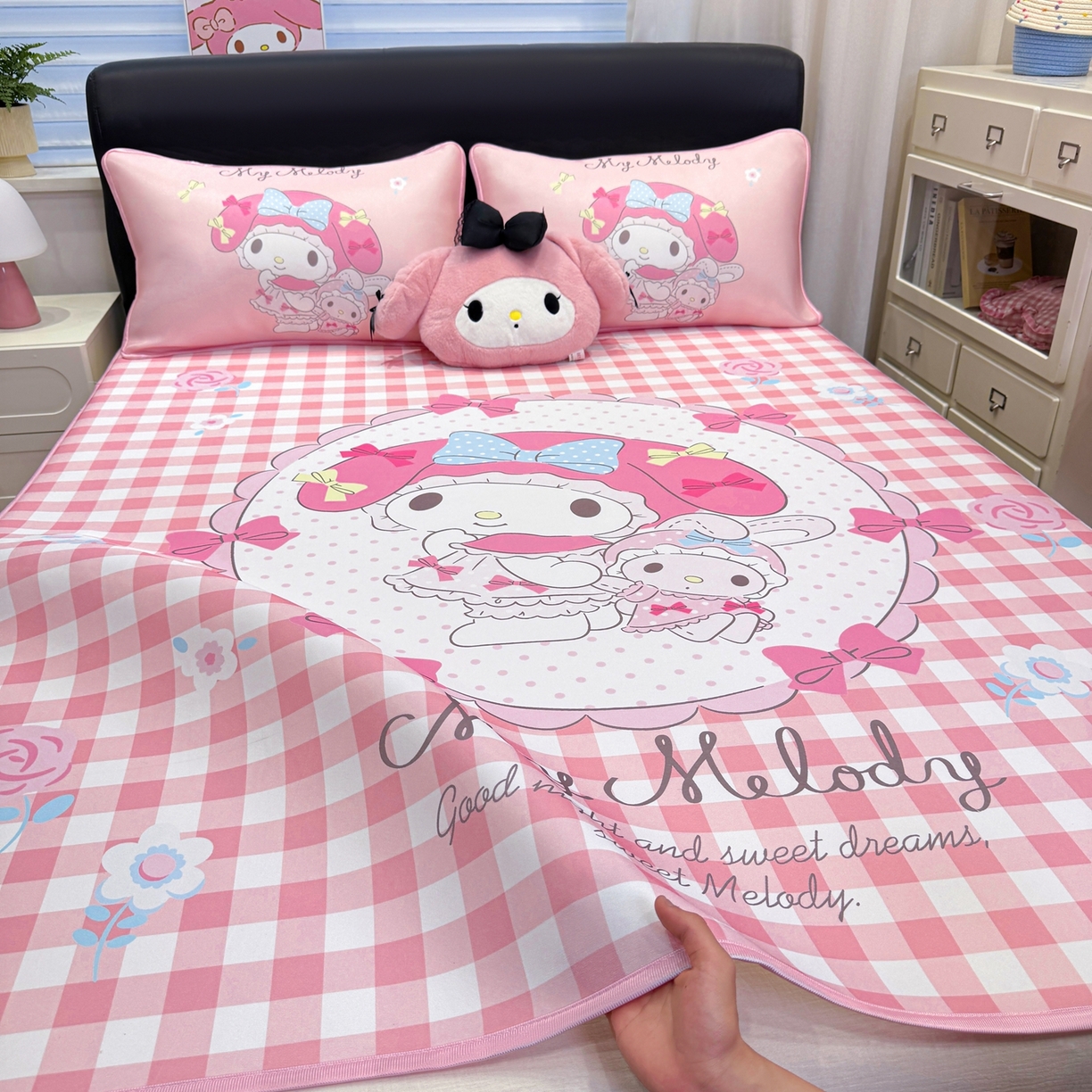 91家纺网 家纺一手货源 找家纺 博雅 2026三丽鸥大阪A类小冰皮数码印花凉席 小冰皮凉席-玩偶美乐蒂