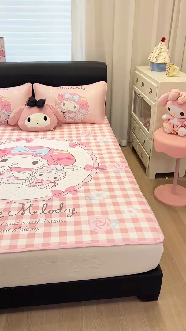 91家纺网 家纺一手货源 找家纺 博雅 2026三丽鸥大阪A类小冰皮数码印花凉席 小冰皮凉席-玩偶美乐蒂