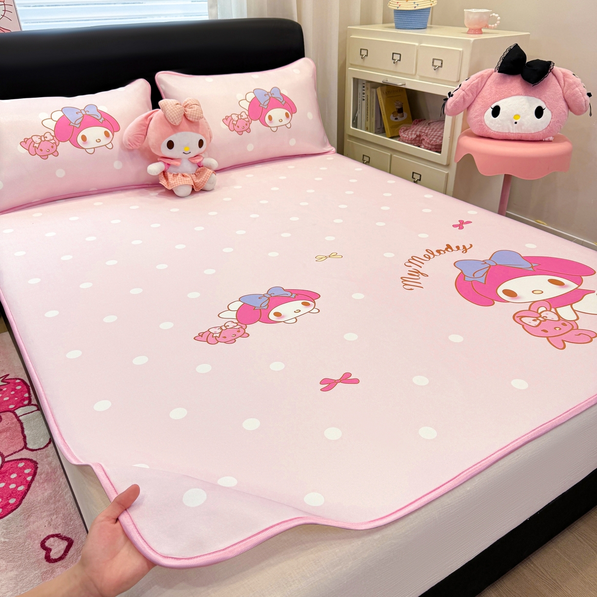 91家纺网 家纺一手货源 找家纺 博雅 2026三丽鸥大阪A类小冰皮数码印花凉席 小冰皮凉席-小兔美乐蒂