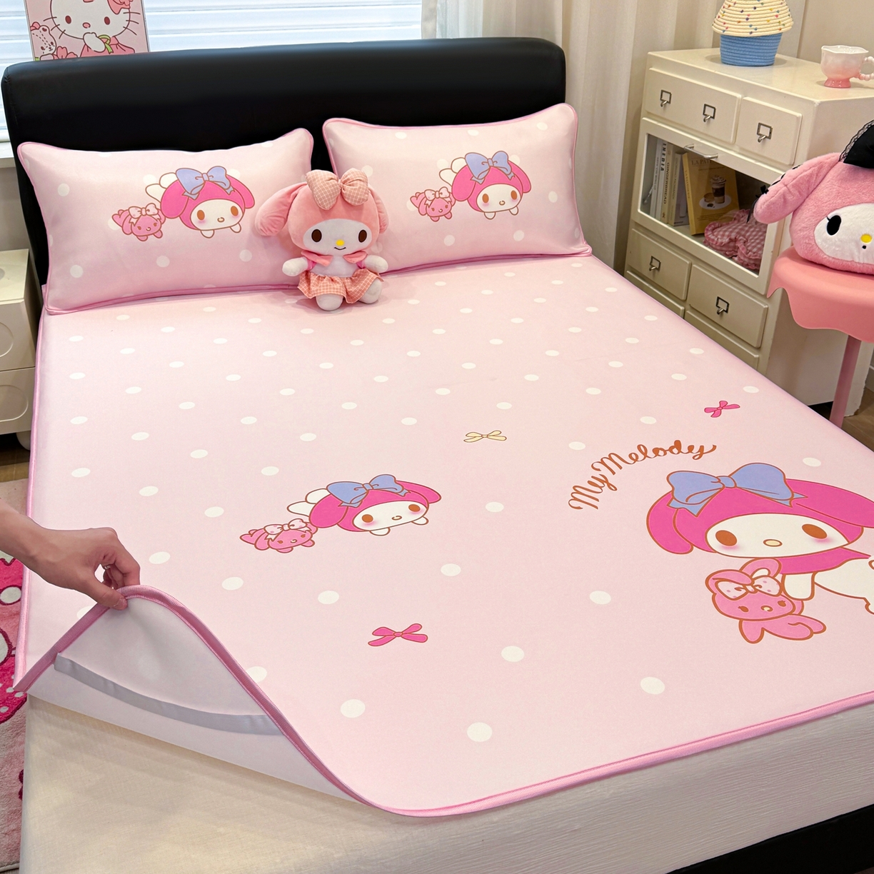 91家纺网 家纺一手货源 找家纺 博雅 2026三丽鸥大阪A类小冰皮数码印花凉席 小冰皮凉席-小兔美乐蒂