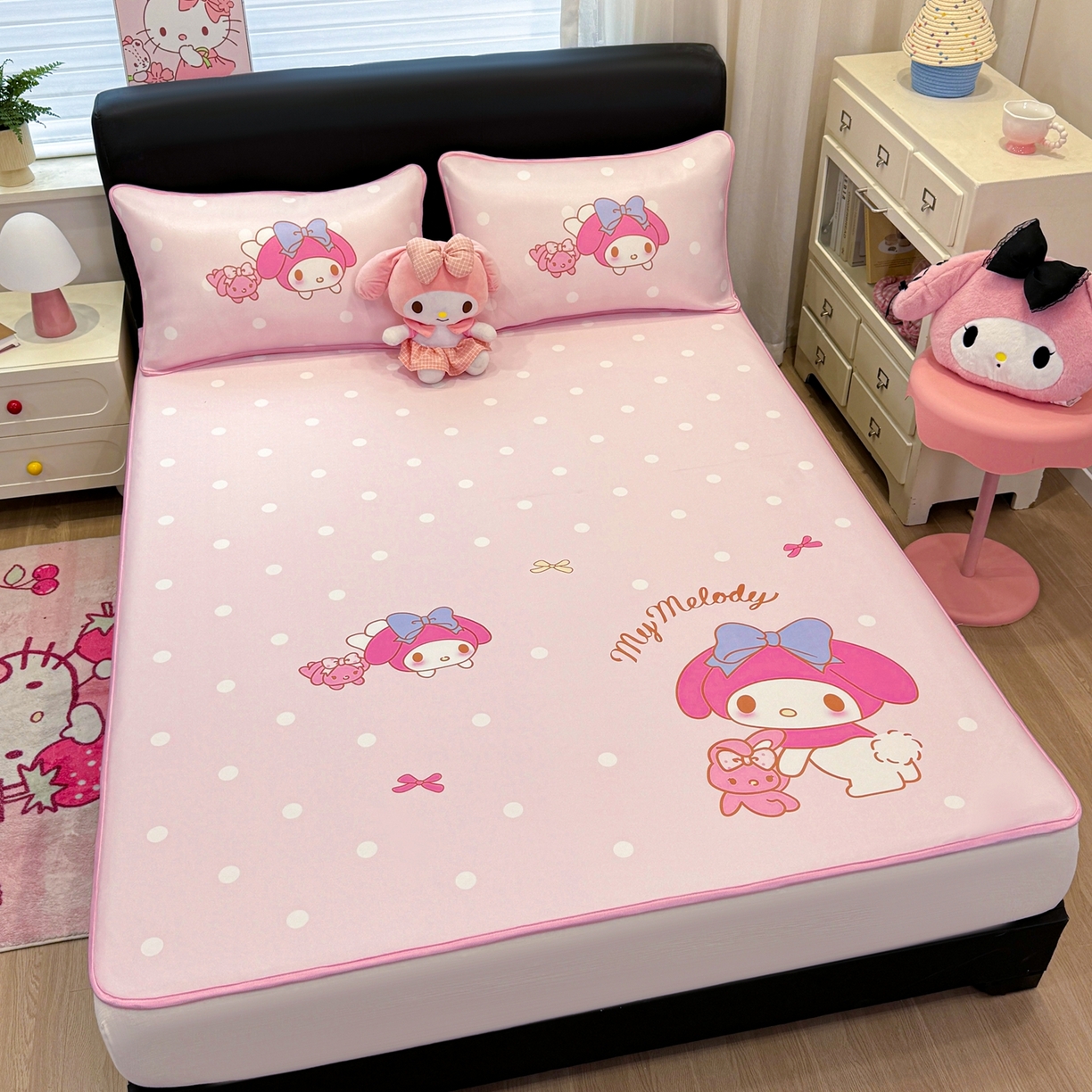 91家纺网 家纺一手货源 找家纺 博雅 2026三丽鸥大阪A类小冰皮数码印花凉席 小冰皮凉席-小兔美乐蒂