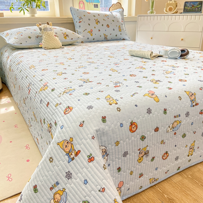 91家纺网 家纺一手货源 找家纺 喜居 2026新款A类双面泡芙双层纱夹棉床盖 双层纱夹棉床盖-小星仔