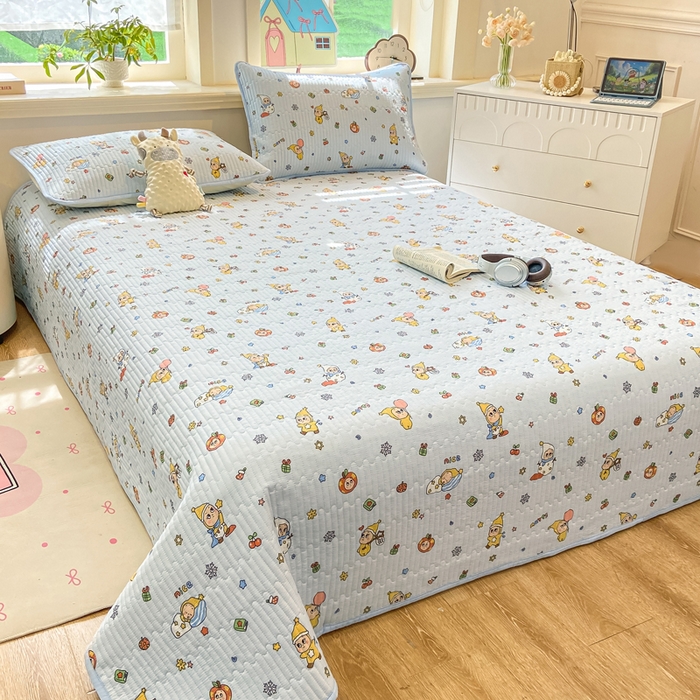 91家纺网 家纺一手货源 找家纺 喜居 2026新款A类双面泡芙双层纱夹棉床盖 双层纱夹棉床盖-小星仔