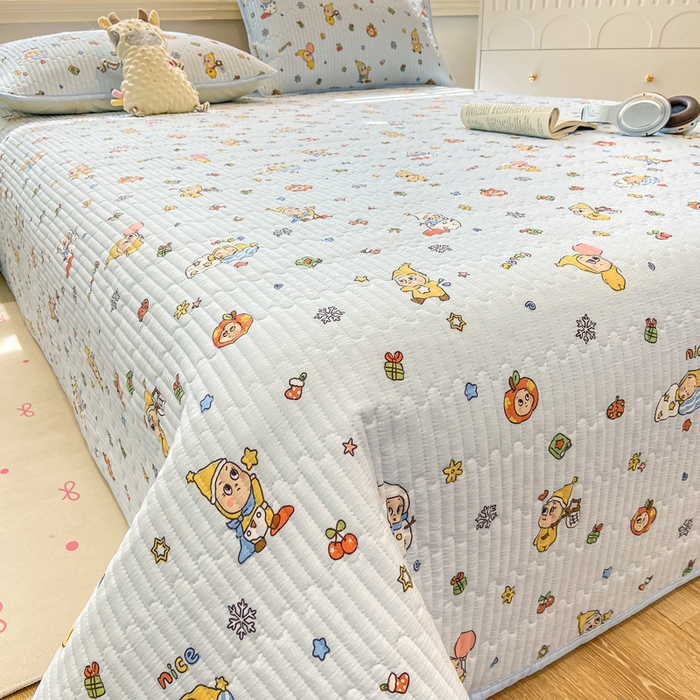 91家纺网 家纺一手货源 找家纺 喜居 2026新款A类双面泡芙双层纱夹棉床盖 双层纱夹棉床盖-小星仔