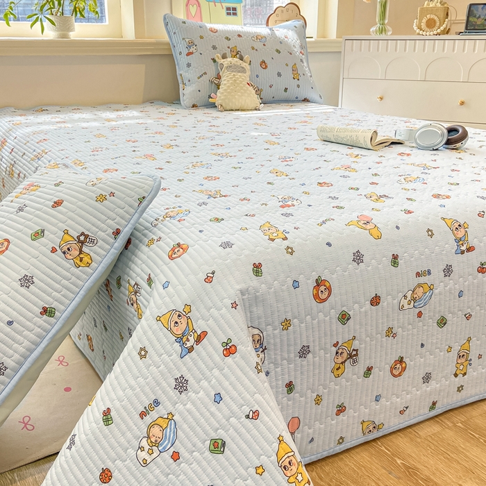 91家纺网 家纺一手货源 找家纺 喜居 2026新款A类双面泡芙双层纱夹棉床盖 双层纱夹棉床盖-小星仔