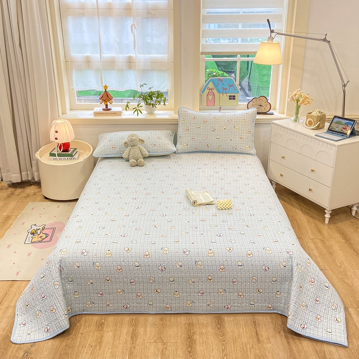 91家纺网 家纺一手货源 找家纺 喜居 2026新款A类双面泡芙双层纱夹棉床盖 双层纱夹棉床盖-狗狗乐园