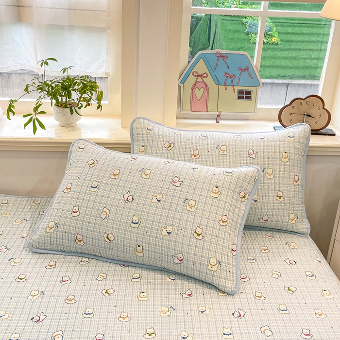 91家纺网 家纺一手货源 找家纺 喜居 2026新款A类双面泡芙双层纱夹棉床盖 双层纱夹棉床盖-狗狗乐园