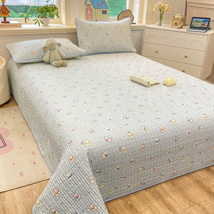 91家纺网 家纺一手货源 找家纺 喜居 2026新款A类双面泡芙双层纱夹棉床盖 双层纱夹棉床盖-狗狗乐园