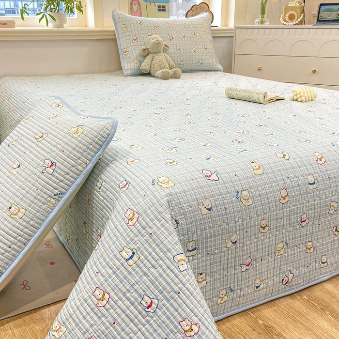 91家纺网 家纺一手货源 找家纺 喜居 2026新款A类双面泡芙双层纱夹棉床盖 双层纱夹棉床盖-狗狗乐园