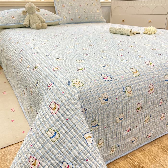 91家纺网 家纺一手货源 找家纺 喜居 2026新款A类双面泡芙双层纱夹棉床盖 双层纱夹棉床盖-狗狗乐园