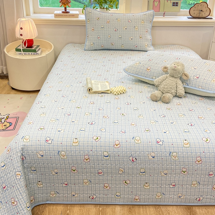 91家纺网 家纺一手货源 找家纺 喜居 2026新款A类双面泡芙双层纱夹棉床盖 双层纱夹棉床盖-狗狗乐园