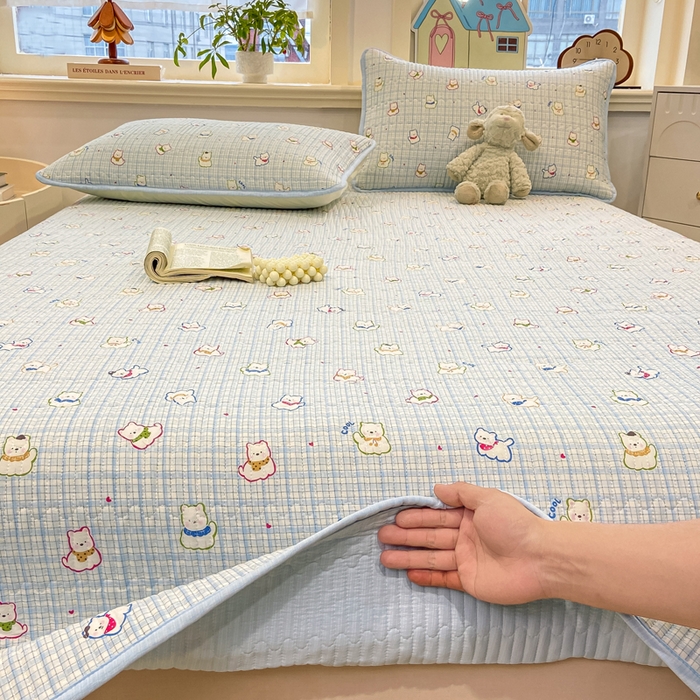 91家纺网 家纺一手货源 找家纺 喜居 2026新款A类双面泡芙双层纱夹棉床盖 双层纱夹棉床盖-狗狗乐园