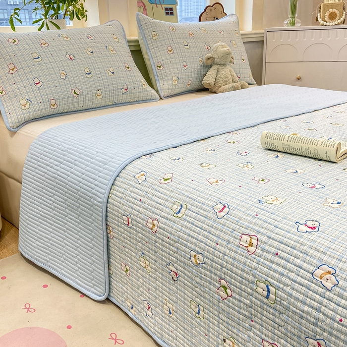 91家纺网 家纺一手货源 找家纺 喜居 2026新款A类双面泡芙双层纱夹棉床盖 双层纱夹棉床盖-狗狗乐园