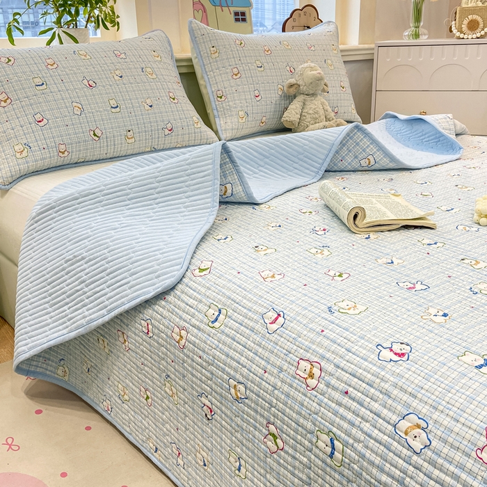 91家纺网 家纺一手货源 找家纺 喜居 2026新款A类双面泡芙双层纱夹棉床盖 双层纱夹棉床盖-狗狗乐园