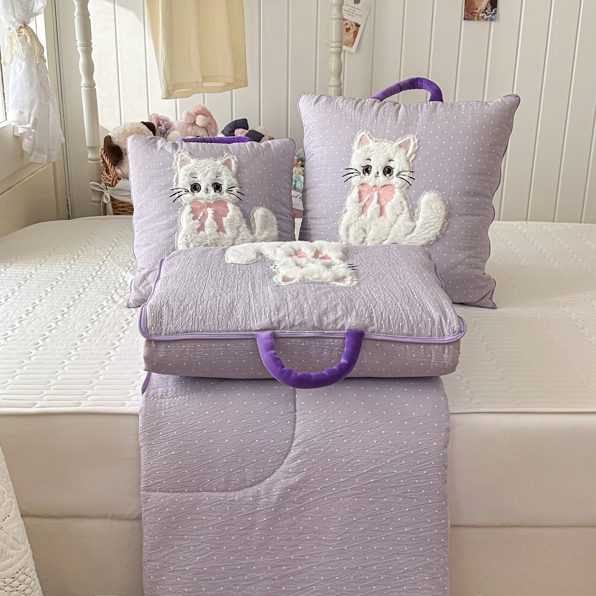 91家纺网 家纺一手货源 找家纺 （总）番茄+ 2026新款ins风猫咪抱枕被