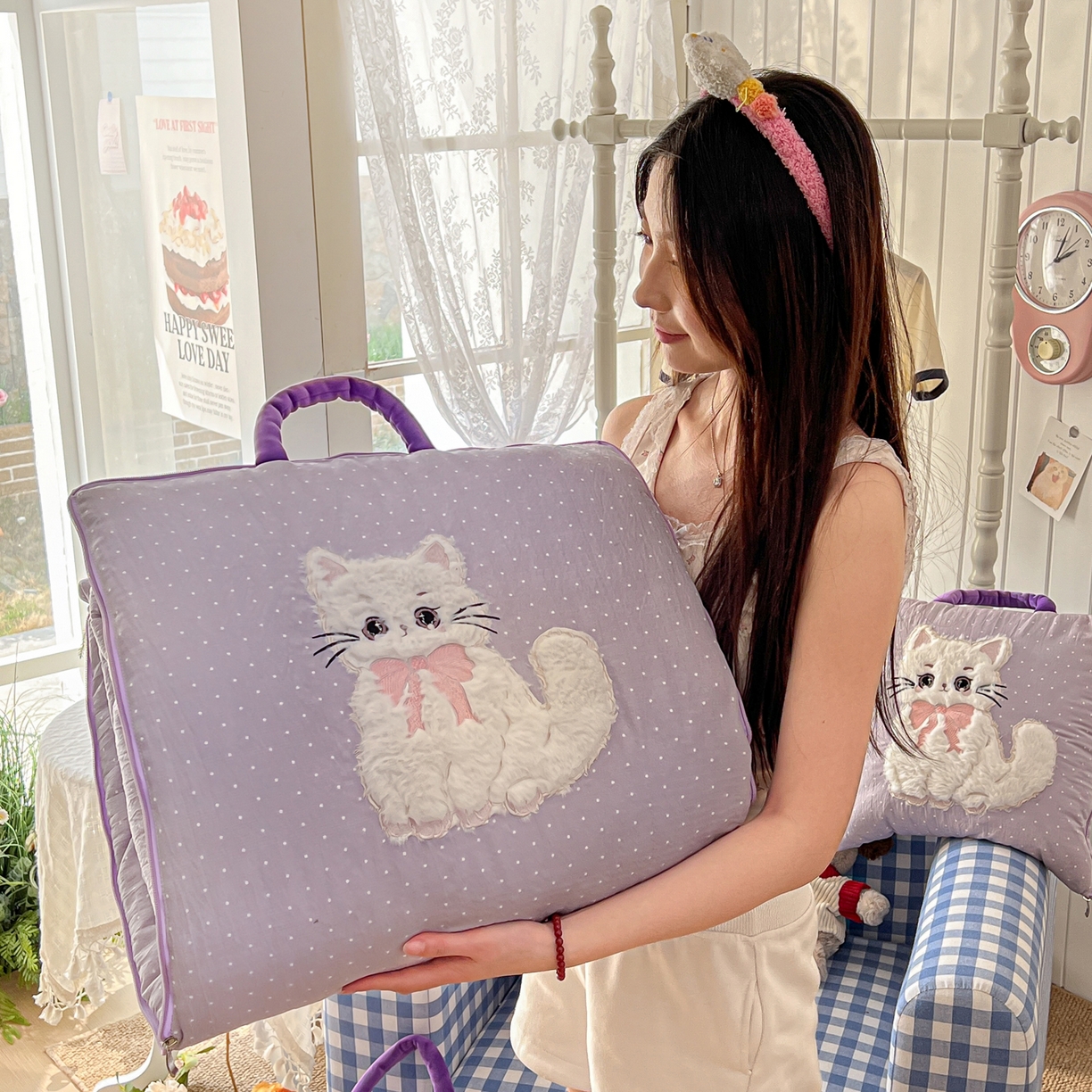 91家纺网 家纺一手货源 找家纺 （总）番茄+ 2026新款ins风猫咪抱枕被