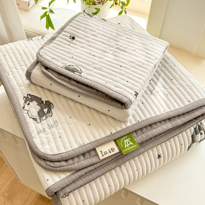 91家纺网 家纺一手货源 找家纺 喜居 2026新款A类双面泡芙双层纱夹棉床盖 双层纱夹棉床盖-酷酷哈士奇