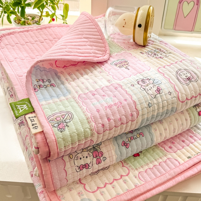 喜居 2026新款A类双面泡芙双层纱夹棉床盖 双层纱夹棉床盖-喵贝布丁