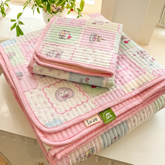 91家纺网 家纺一手货源 找家纺 喜居 2026新款A类双面泡芙双层纱夹棉床盖 双层纱夹棉床盖-喵贝布丁