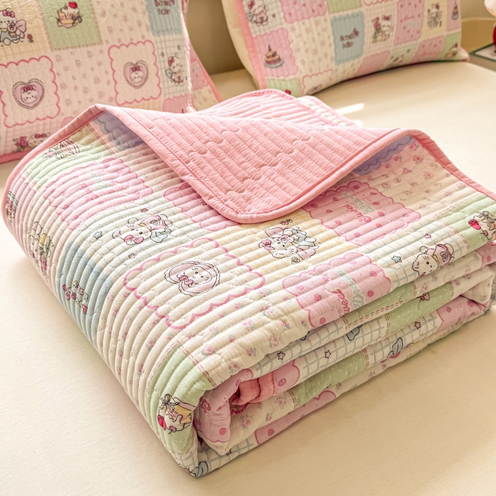 91家纺网 家纺一手货源 找家纺 喜居 2026新款A类双面泡芙双层纱夹棉床盖 双层纱夹棉床盖-喵贝布丁