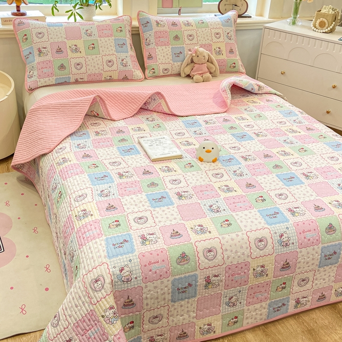 91家纺网 家纺一手货源 找家纺 喜居 2026新款A类双面泡芙双层纱夹棉床盖 双层纱夹棉床盖-喵贝布丁