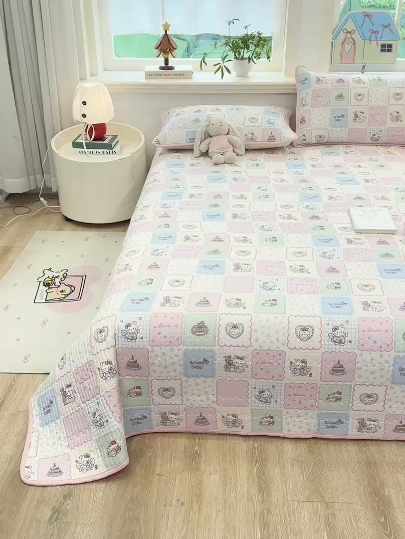 91家纺网 家纺一手货源 找家纺 喜居 2026新款A类双面泡芙双层纱夹棉床盖 双层纱夹棉床盖-喵贝布丁