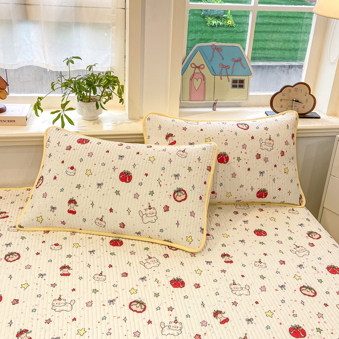 91家纺网 家纺一手货源 找家纺 喜居 2026新款A类双面泡芙双层纱夹棉床盖 双层纱夹棉床盖-奶呼呼