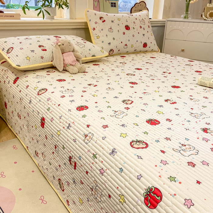 91家纺网 家纺一手货源 找家纺 喜居 2026新款A类双面泡芙双层纱夹棉床盖 双层纱夹棉床盖-奶呼呼