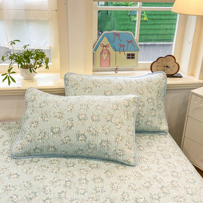 91家纺网 家纺一手货源 找家纺 喜居 2026新款A类双面泡芙双层纱夹棉床盖 双层纱夹棉床盖-清新花野