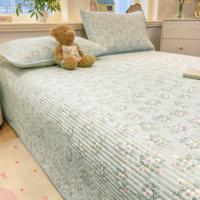 91家纺网 家纺一手货源 找家纺 喜居 2026新款A类双面泡芙双层纱夹棉床盖 双层纱夹棉床盖-清新花野