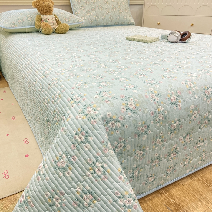 91家纺网 家纺一手货源 找家纺 喜居 2026新款A类双面泡芙双层纱夹棉床盖 双层纱夹棉床盖-清新花野