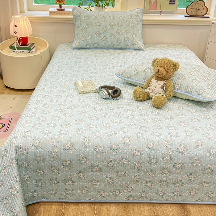 91家纺网 家纺一手货源 找家纺 喜居 2026新款A类双面泡芙双层纱夹棉床盖 双层纱夹棉床盖-清新花野