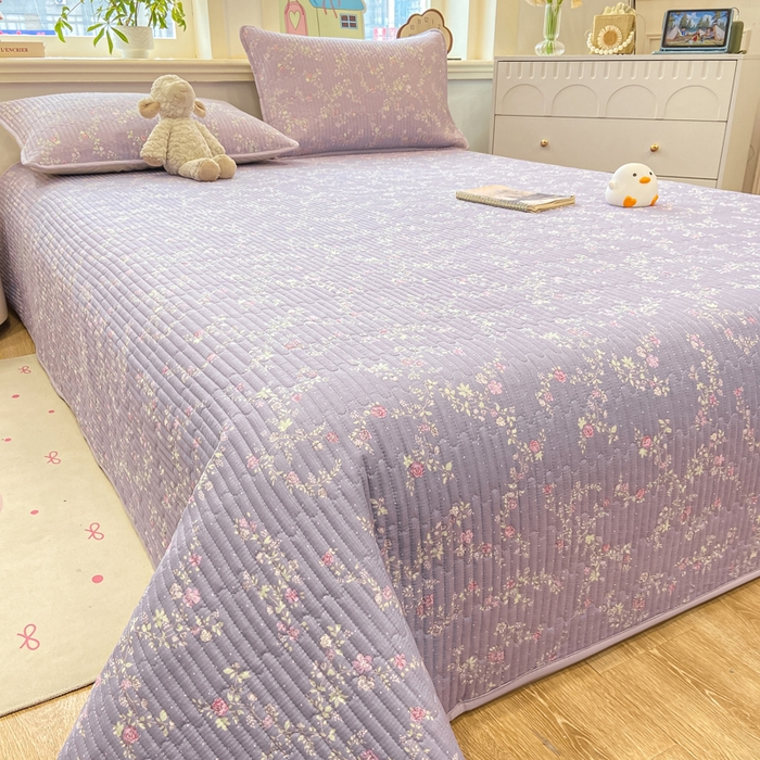 91家纺网 家纺一手货源 找家纺 喜居 2026新款A类双面泡芙双层纱夹棉床盖 双层纱夹棉床盖-紫色花海