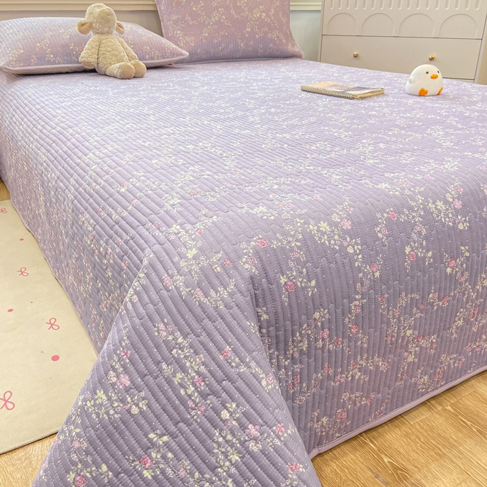 91家纺网 家纺一手货源 找家纺 喜居 2026新款A类双面泡芙双层纱夹棉床盖 双层纱夹棉床盖-紫色花海