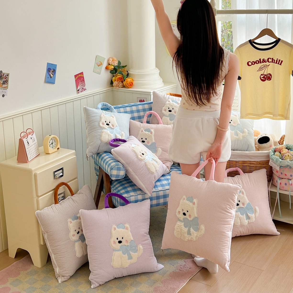 91家纺网 家纺一手货源 找家纺 番茄+ .2026新款甜雾西高地抱枕被 组合图仅供参考不可下单