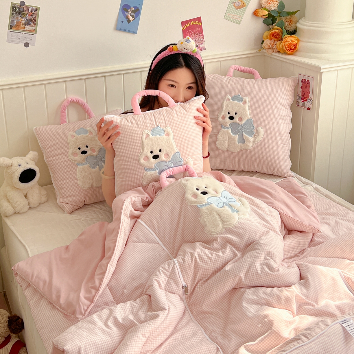 91家纺网 家纺一手货源 找家纺 （总）番茄+ .2026新款甜雾西高地抱枕被