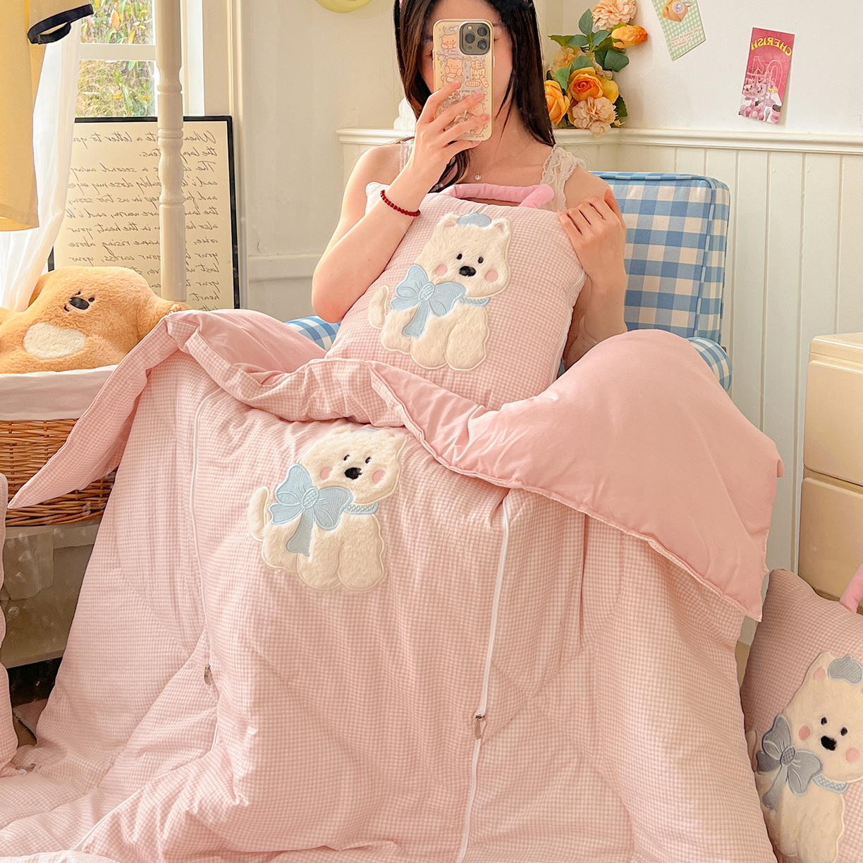 91家纺网 家纺一手货源 找家纺 （总）番茄+ .2026新款甜雾西高地抱枕被