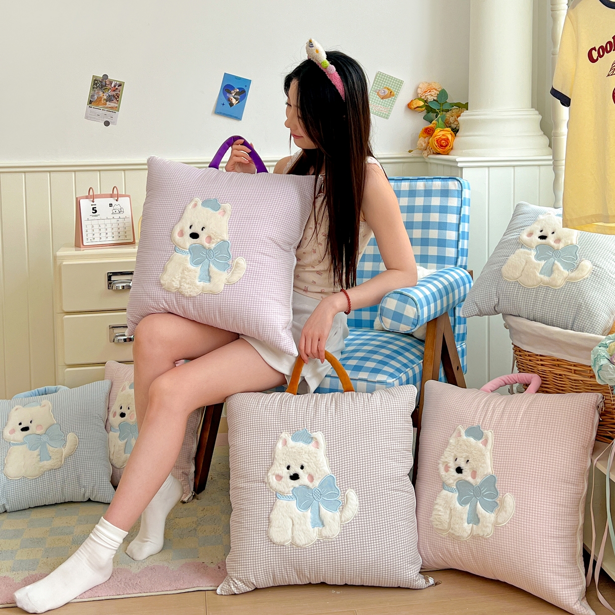 91家纺网 家纺一手货源 找家纺 番茄+ .2026新款甜雾西高地抱枕被 组合图仅供参考不可下单