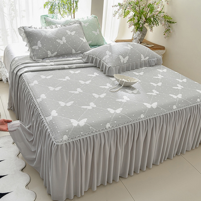 91家纺网 家纺一手货源 找家纺 （总）绘萱家居 2026春夏新款530克PE100%提花冰凉豆豆床裙款凉席席子空调软席