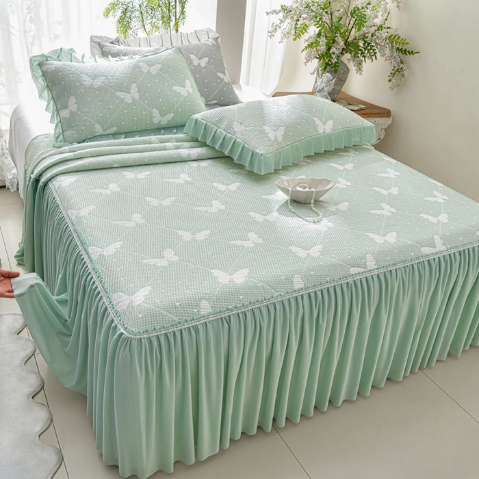 91家纺网 家纺一手货源 找家纺 （总）绘萱家居 2026春夏新款530克PE100%提花冰凉豆豆床裙款凉席席子空调软席