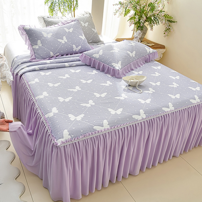 91家纺网 家纺一手货源 找家纺 （总）绘萱家居 2026春夏新款530克PE100%提花冰凉豆豆床裙款凉席席子空调软席