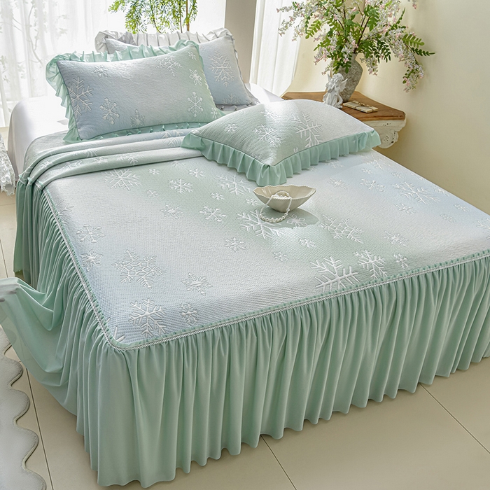 91家纺网 家纺一手货源 找家纺 （总）绘萱家居 2026春夏新款530克PE100%提花冰凉豆豆床裙款凉席席子空调软席