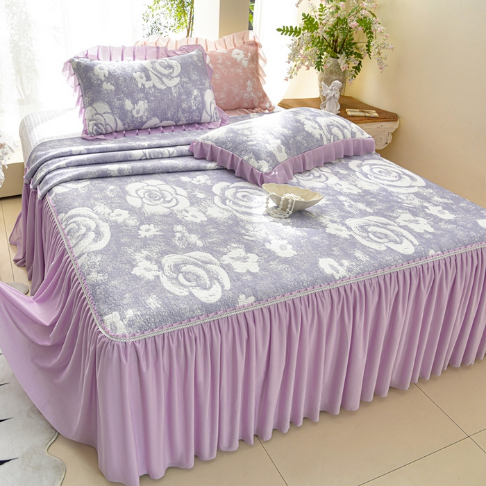 91家纺网 家纺一手货源 找家纺 （总）绘萱家居 2026春夏新款530克PE100%提花冰凉豆豆床裙款凉席席子空调软席