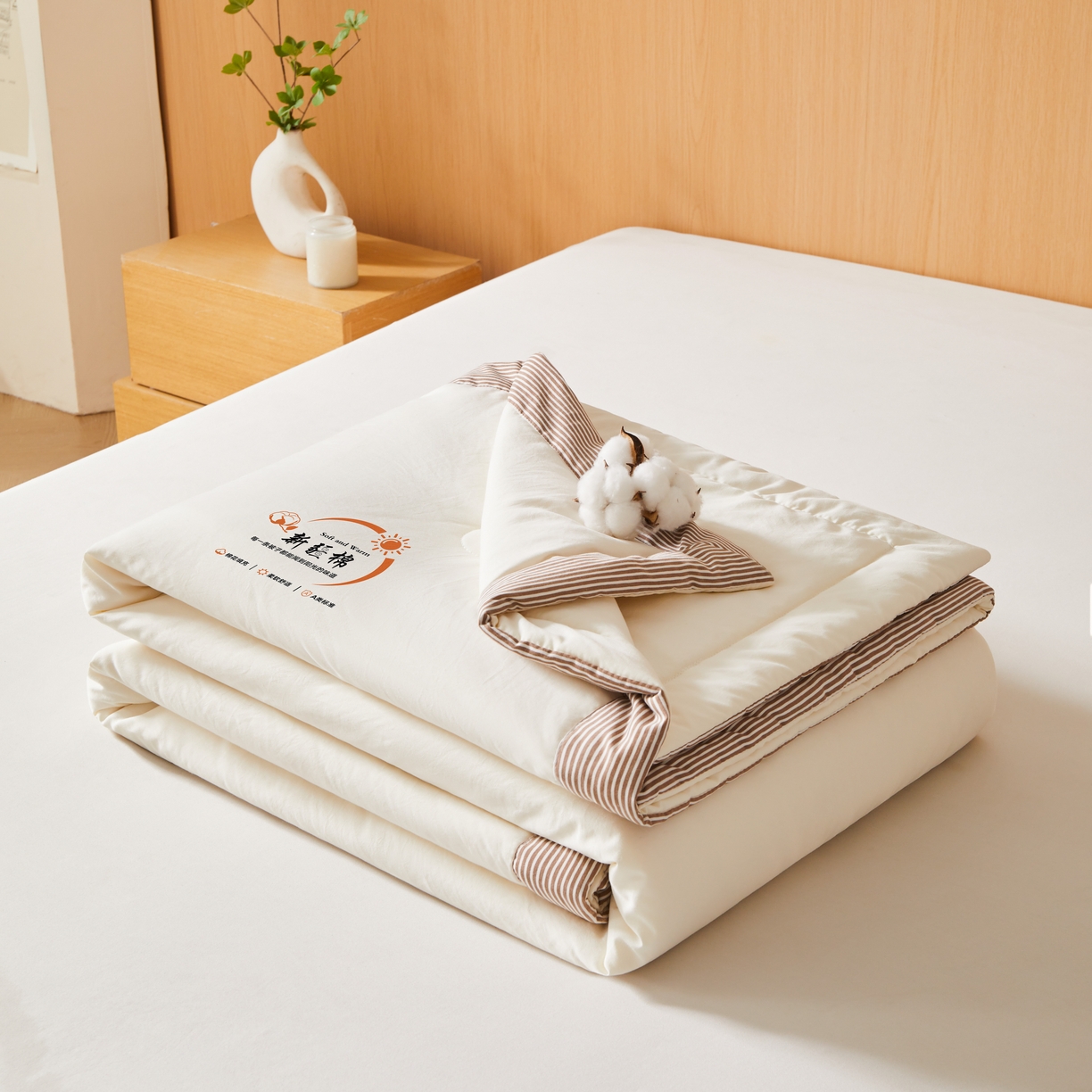 91家纺网 家纺一手货源 找家纺 初相识被业 2026新款无印风100%新疆棉花夏被空调被可机洗夏凉被棉花被子（提供质检报告买家秀） 风禾-米白